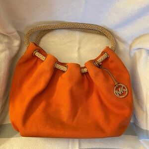 Michael Kors Orange Shoulder Bag with Tan Handles
